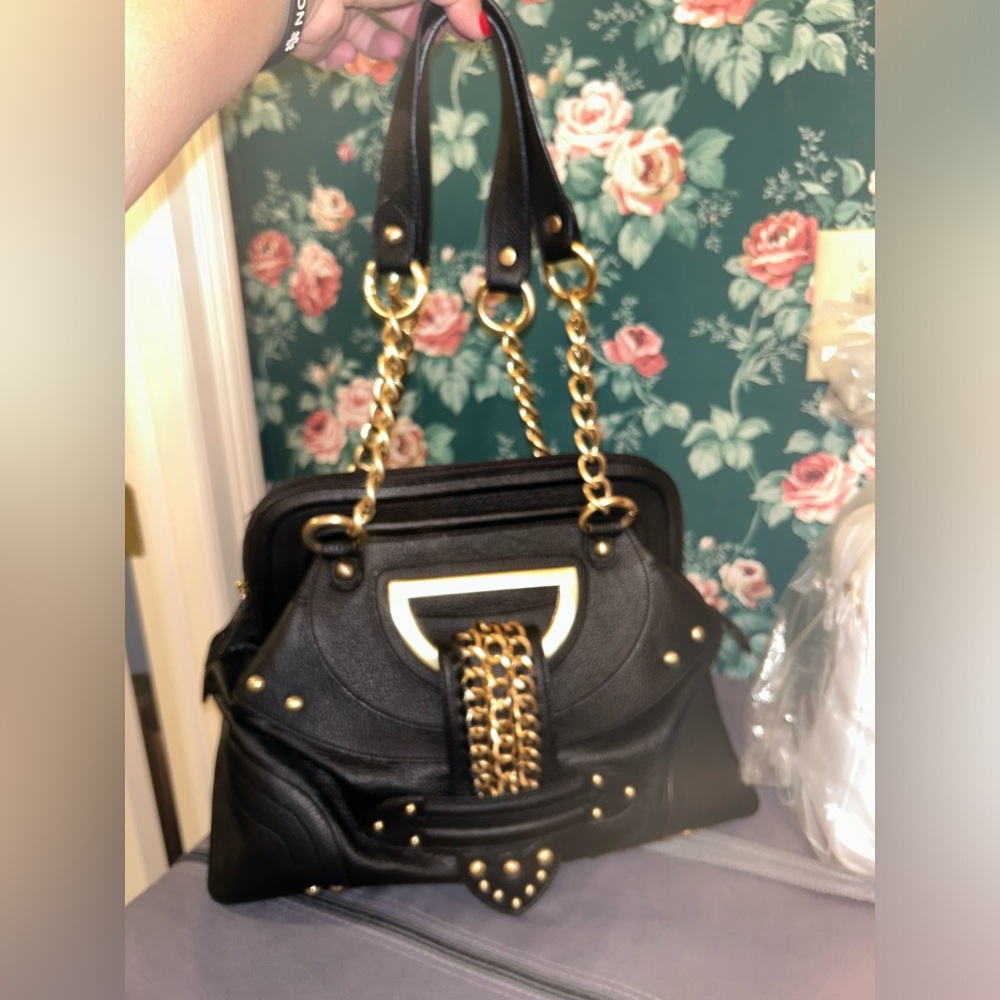 Black handbag brand new with gold accents